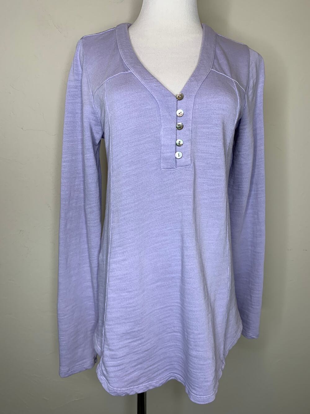 pure Jill Pale Purple Henley Style Top Sz Small Tall